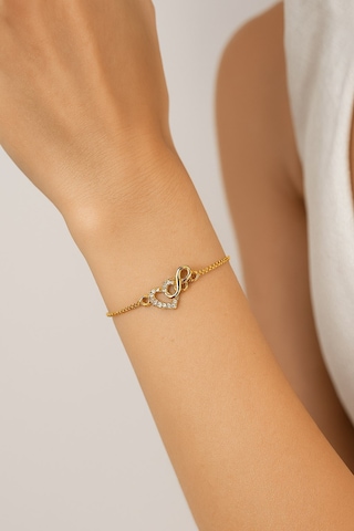 Altın Renk Kalp Sonsuzluk Asansör Çelik Bileklik - 3595 Çok Renkli