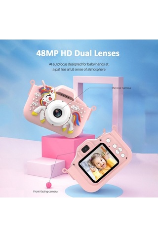 Trendooze Springsun 1080p Dijital Çocuk Kamerası 48mp Hd 2.0 İnç Ips Ekran Otg Fonksiyonu Çift Lens 32gb Df