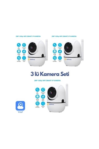 Epilons 3 Lü Set Ev Güvenlik Wifi Akıllı Kamera Bebek Telsiz Hareket Algılama Ile Izleme Ses Dinleme-61042