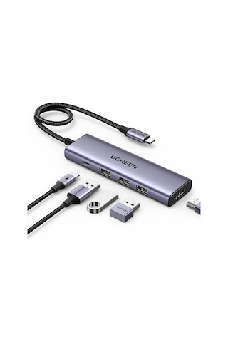 Ugreen Usb-c 4k/60hz Hdmı 3 Usb 3.0 100w Pd Güç Girişi Çoklayıcı Hub Adaptör, 15597