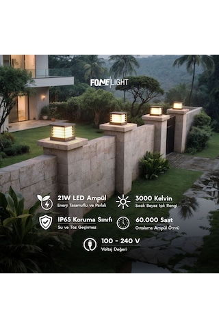 FoneLight Postila 18 cm LED Set Üstü Bahçe Aydınlatma Armatürü Antrasit Alüminyum IP65 Bahçe Duvar Aydınlatması