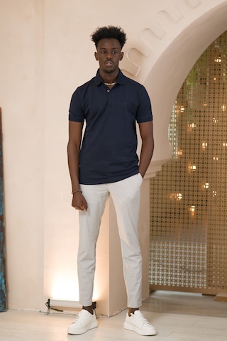 Paul Martin Örme Polo Yaka Regular Fit Pamuklu Ve Likralı T-shirt Lacivert