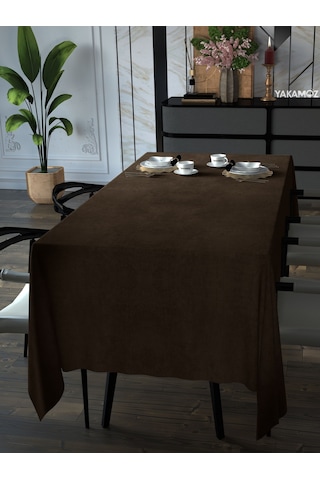 Çikola Kahvesi Kadife Dokulu Masa Örtüsü Dertsiz Velvet Touch Serisi Çikolata Kahvesi