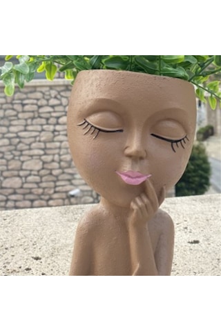 Sevimli Baş Saksı/yüz Saksı, İç Mekan Bitkileri İçin, Kız Yüz Saksı Sevimli Bayan Baş Saksı, Kahverengi