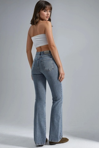 Hiccup Yüksek Bel Flare Kot Pantolon Açık Mavi Denim