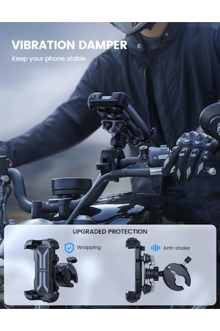 Lamicall Motosiklet İçin Telefon Tutucu Çift Titresim Engelleyici Ve Sarsinti Önleyici Bcsp01