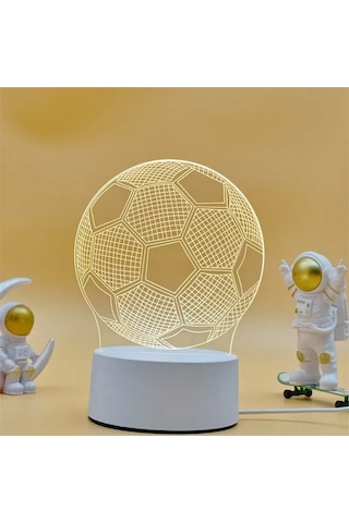 Konesam 3d Futbol Desenli Led Gece Lambası - Dokunmatik Kontrol, 3 Renk Seçeneği, Usb Şarjlı, Çocuk Odası Dekorasyonu