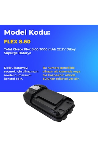 Tefal Xforce Flex 8.60 3000 Mah 22,2v Dikey Süpürge Batarya