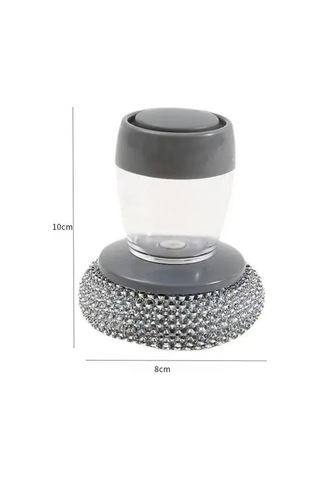 Ulzyvf 2'li Set Otomatik Deterjan Disp. + Bulaşık Fırçası - Yedek Başlık Hediyeli Gri Fırça Boyu 25cm Gri