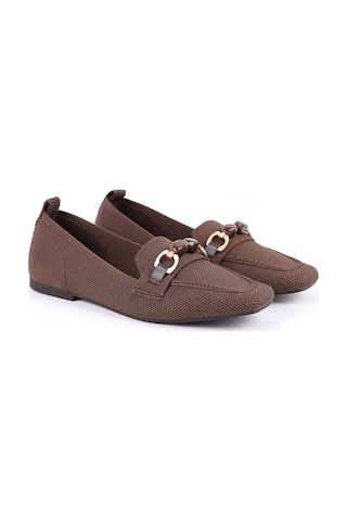 Libero L085.k4002 Toka Detaylı Esnek Triko Tpu Taban Kadın Loafer Ayakkabı" Kahve
