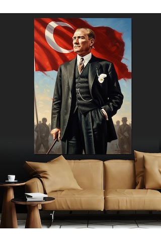 Ahşap Tablo Mustafa Kemal Atatürk Ve Bayrak