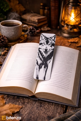 Kurt Figürlü Siyah-beyaz Kitap Ayracı