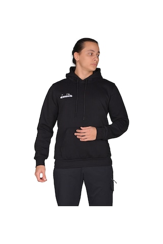 Diadora Bergamo - Erkek Siyah Pamuklu Spor Sweatshirt