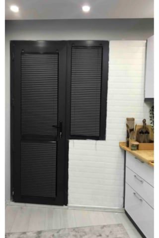 Katlanabilir Cam Balkon Plise Perdesi Antrasit Vidalı - Kancalı