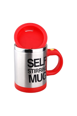 Yaleker 400ml Çift Katlı Paslanmaz Çelik Otomatik Kahve Karıştırıcı Bardak - Elektrikli Karıştırıcı, Sıcak/soğuk İçecekler İçin, Ev/ofis Kullanıma Uygun Kırmızı