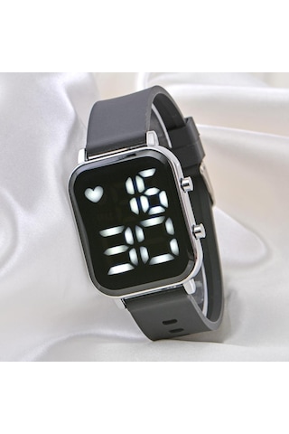 Yeni Siyah Silikon Kordonlu Unisex Genç Kız Kadın Çocuk Led Kol Saati St-304106