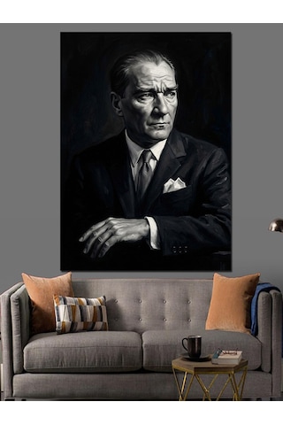 Karizmatik Mustafa Kemal Atatürk Portresi Dekoratif Kanvas - Mdf Ahşap Tablo