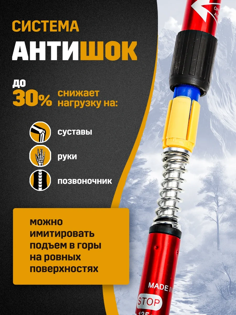 Chit.store Kar Nordic Yürüyüşü İçin Teleskopik Trekking Bastonları 33345065 Kırmızı