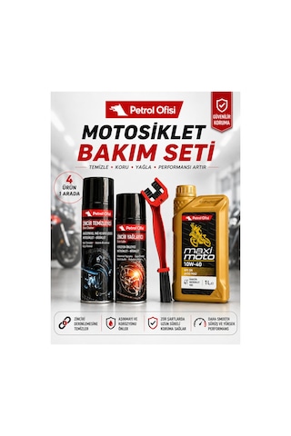 Petrol Ofisi Motosiklet Bakım Seti Maximoto 10w-40 1l + Zincir Temizleyici + Yağlayıcı + Fırça