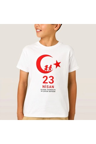 Alfanora 23 Nisan Çocuk Bayramı Baskılı Özel T-shirt - Beyaz