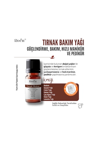 Roen Tırnak Güçlendirici Hızlı Manikür-Pedikür Doğal Tırnak Bakım Yağı 20 ML