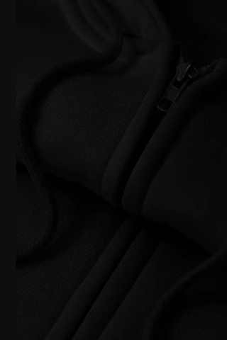 Cool Tarz Unisex Siyah Fermuar Kapüşonlu Sweatshirt Siyah Siyah