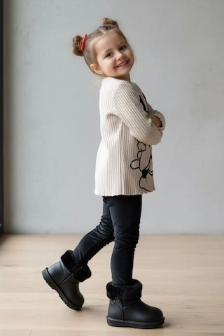 Minigimin Cicileri Miniğimin Cicileri Mnn Fiyonk Kadife Baskılı Kız Çocuk Sweatshirt - Bej