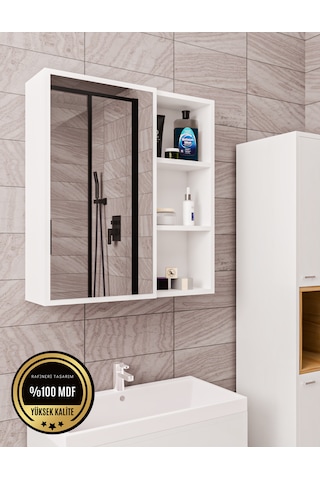 Dalin Tek Kapak Aynalı Banyo Dolabı Beyaz