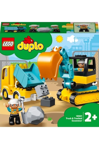 LEGO® DUPLO Town Kamyon ve Paletli Kazıcı 10931 - 2 Yaş & Üzeri Çocuklar için Eğitici Oyuncak Yapım Seti (20 Parça)