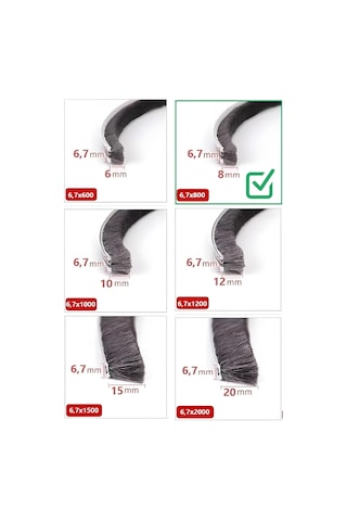 Cam Balkon, Sürgülü Kapı Fitili, Kıl Fitil Taban 6,7 Mm, Yükseklik 8 Mm, Uzunluk 10 Metre 67x800 Diğer