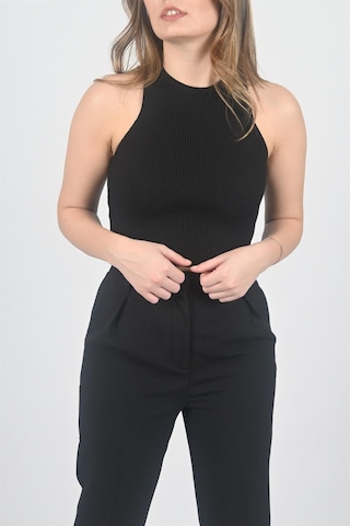 Halter Yaka Siyah Crop Siyah