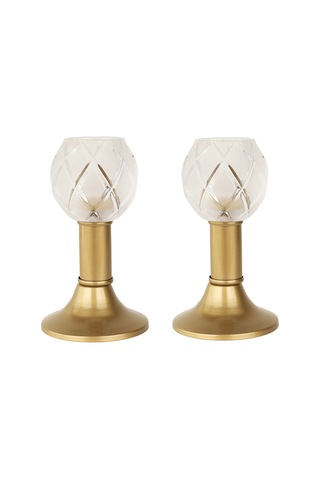 Nira 2 Adet Camlı Tealight Mumluk Eskitme