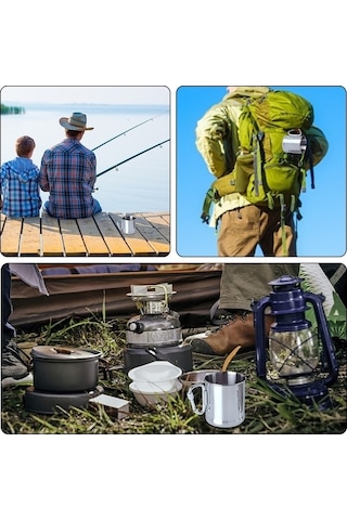 Bloomnest 250ml Paslanmaz Çelik Kamp Kupası, Karabina Saplı Outdoor Seyahat Ve Dağ Yürüyüşü İçin Metalik, Yüksek Kaliteli Metalik