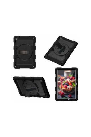 Samsung Uyumlu Galaxy Tab A9+ İçin Kickstand Kılıfı Dönen El Askısı Pc+tpu Omuz Askılı Tablet Kapağı