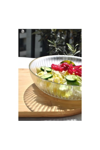 1 Adet Cam Şeffaf 20 Cm Salata Kasesi Orta Boy Salata Tabağı Kase 20 Cm Beyaz