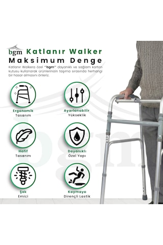 Yürüteç Walker Hasta Yürüteci Yüksek Kalite Katlanır Walker 8 Kademeli Ayarlanabilir Yürüteç