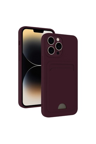 Apple Uyumlu İphone 13 Pro Max Kılıf Kelvin Kartvizitli Silikon - Derin Mor