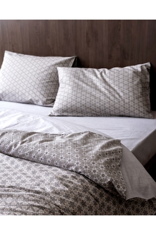 Madame Coco Metz Çift Kişilik %100 Ranforce Baskılı Nevresim Takımı - Gri 8684427296264 Çok Renkli