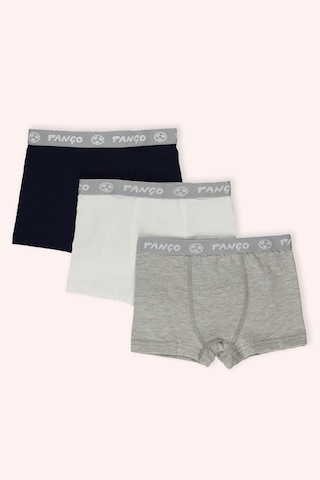 Panço Erkek Çocuk Renkli Basic 3'lü Boxer - İç Giyim Beyaz 9935802196