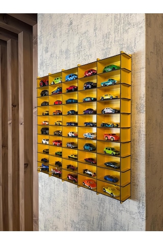 Oyuncak Araba Rafı Mobilya Sarı