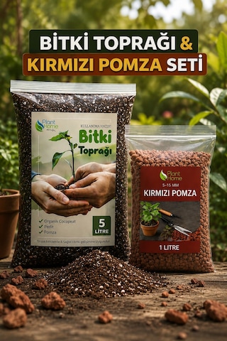 Bitki Toprağı & Kırmızı Pomza Seti 5 L Bitki Toprağı + 1 L Ponza Organik Cocopeat İçerikli Diğer