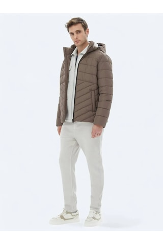 Kip Bej Regular Fit Kapüşonlu Casual Dokuma Mont Bej