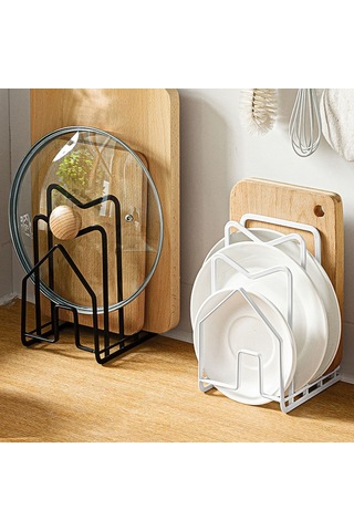 Mufunye Ev Mutfak Siyah Kapaklı Tahta Tutucu, Delmezsiz Konstrüksiyon, Dayanıklı Malzeme İle Evler İçin Kullanım Kolay Siyah