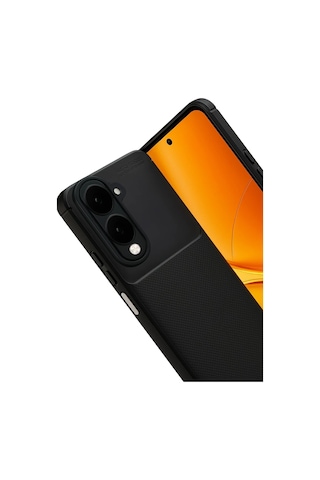 Vivo Y29s Uyumlu Kılıf Karbon Tasarım Kamera Korumalı Silikon Telefon Kılıfı Kapak Siyah