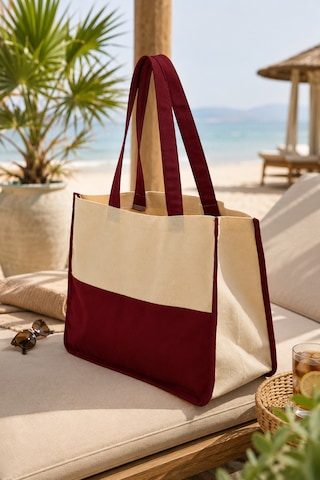 Yunusoğlu Home Geniş Hacimli Ham Bez Plaj Çantası İç Cepli Şık Tasarım Bordo 35 Cm X 45 Cm