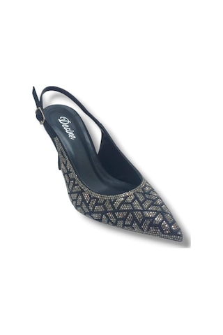 Desire 5011-26 Taşlı Mozaik Desenli İnce Topuk Kadın Stiletto 8,5cm Siyah