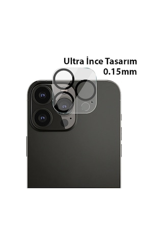 Ally Apple Uyumlu iPhone 13 Pro Max 3D Full Tempered Glas Cam Kamera Koruyucu