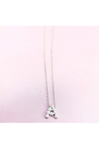 Oriental Kuyumculuk Jewellery Kadın Taşlı A Harfi Gümüş Kolye Gümüş