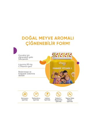 Vitago Kids Gummies C Vitamini 60 Adet Çiğnenebilir Jel