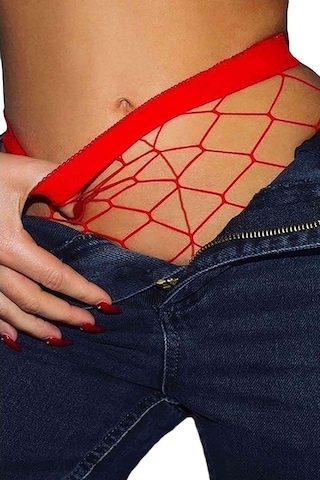 Merry See Fileli Çorap Kırmızı-Kırmızı-Standart (417873523)